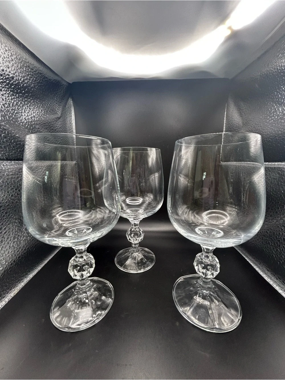 Bohemia Claudia Crystal Glass with Ball Stem Wine Glasses 6 1/2” Set Of 3